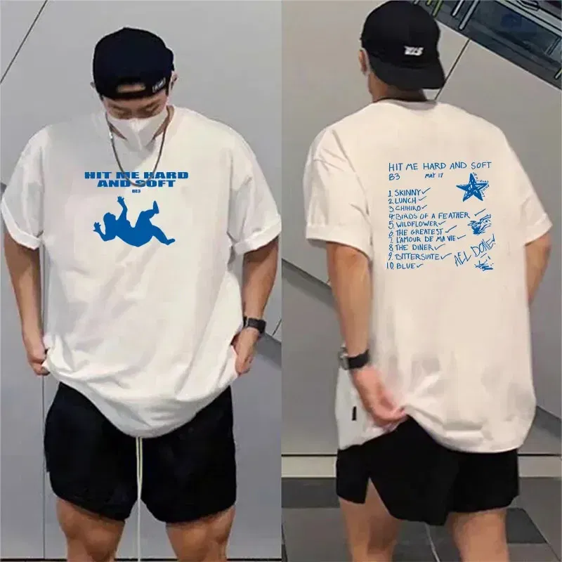 Color: Gold, Size: XXL - Summer Men's and Women's T-shirt Billie Hit Me Hard and Soft Printed T-shirt O-neck Cotton European Size Casual Short Sleeved