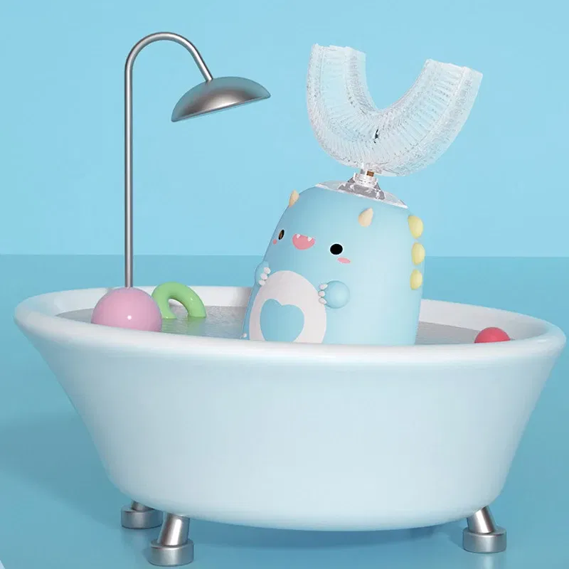 Color: Gold - Kids U-shaped Sonic Electric Toothbrush Children Silicon Toothbrush 360 Degrees Smart Tooth Brush Teeth Whitening for Waterproof