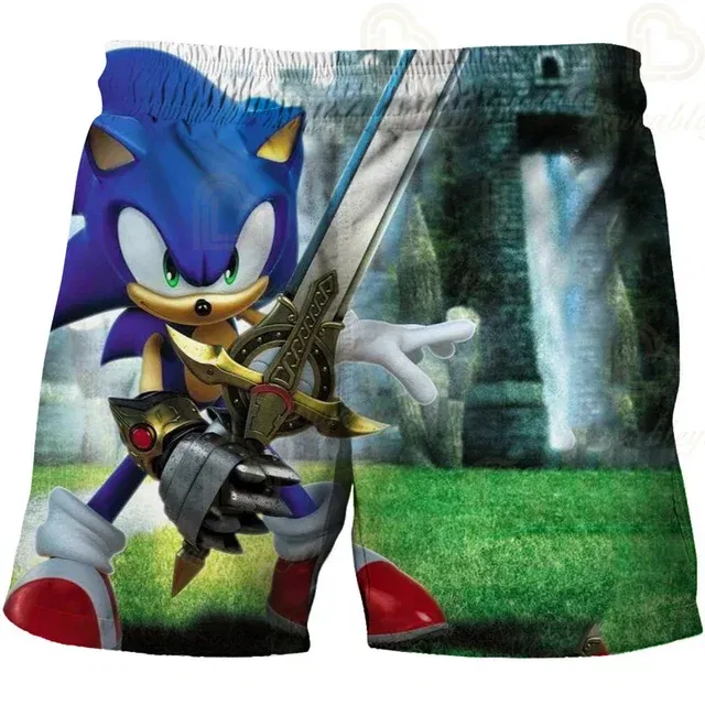 Color: WHITE, Kid Size: 4T - New Anime Kids Sonic Shorts Fashion Boys Girls Clothes Harajuku Cute Baby Cartoon Casual Summer Boy Boy Beach Pants