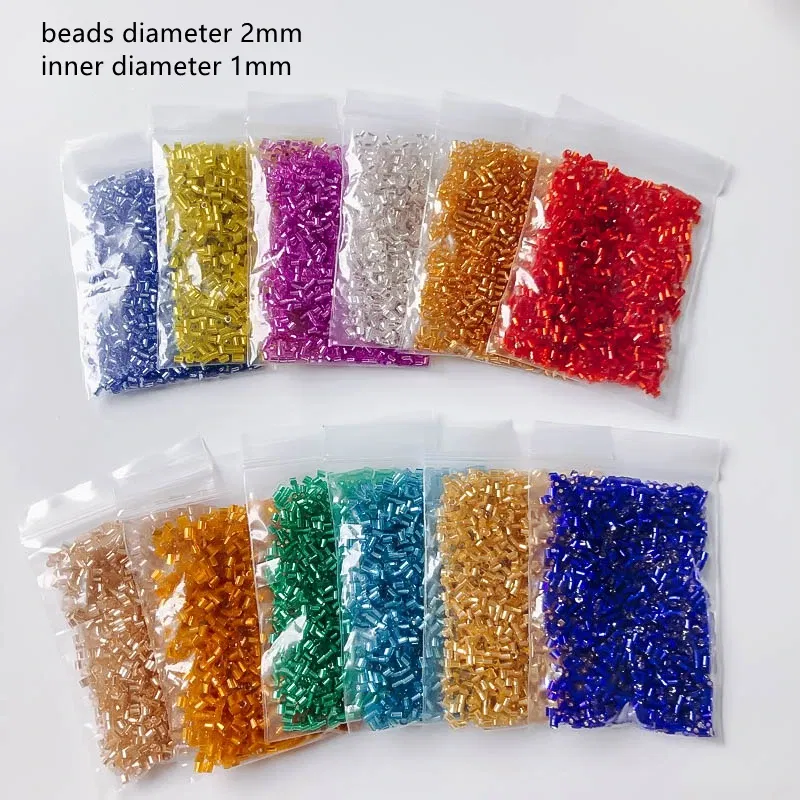 Color: Clear, Item Diameter: 2mm - 2mm Glass Seed Loose Beads Silver Color Inner Long Tube Charms DIY Craft Bracelet Jewelry Making Supplies Necklace Accessories