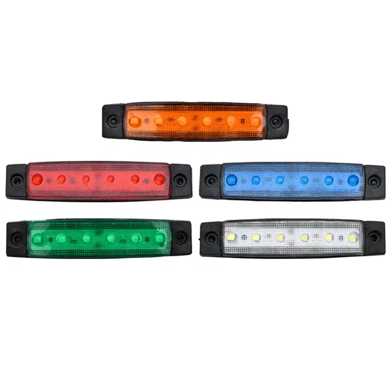 Emitting Color: Crystal Blue - 1Pcs Truck Trailer Side Marker Indicators clearance Light Car Brake Rear Highlight Tail Light 6LED 12V/24V Warning Signal Lamp