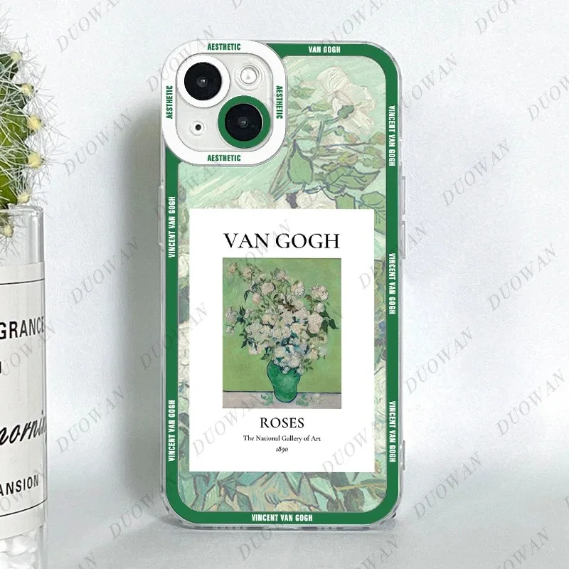 Color: green, Material: PP - Van Gogh Oil Painting Phone Case For iPhone 11 12 13 14 15 16 Pro Max XR X XS Mini 8 7 Plus SE 2020 2022 Transparent Case