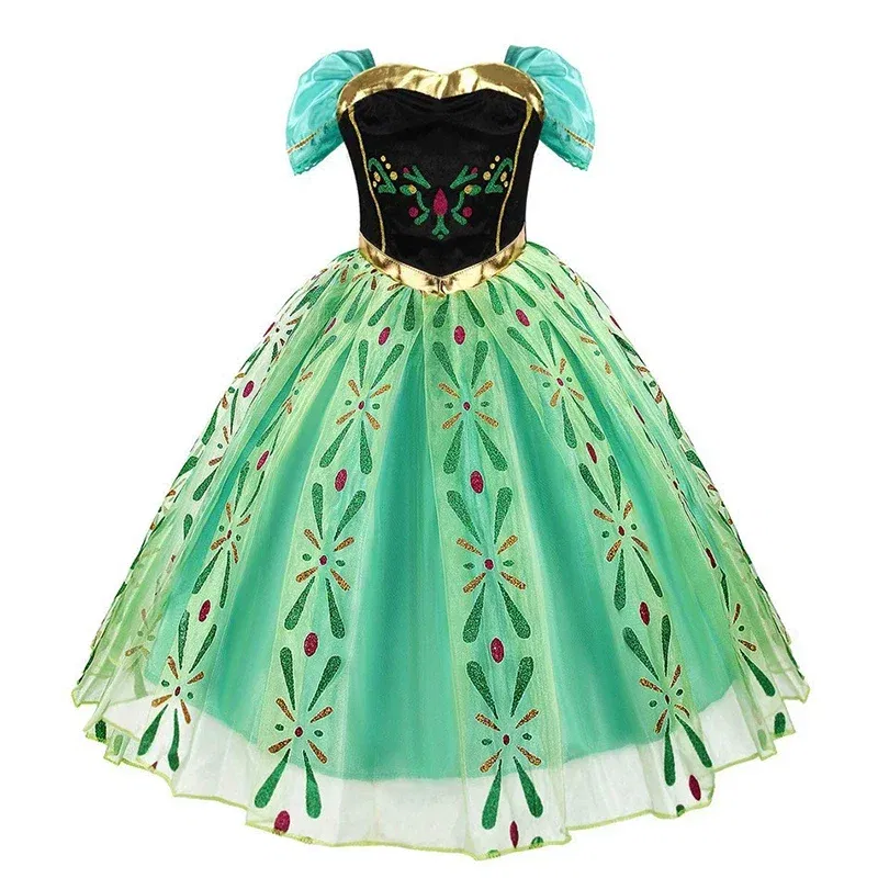 Kid Size: 4T, Color: Dark Grey - Disney Kids Cosplay Elsa Anna Princess Dress Girls Mesh Ball Gown Halloween Carnival Birthday Clothes Snow Queen Frozen Costume