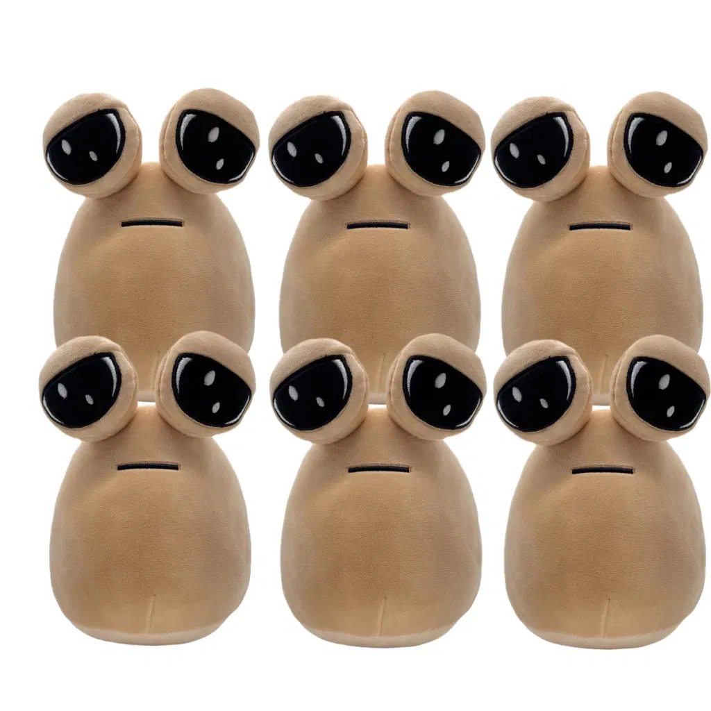 Color: GRAY - 1-6Pcs 22Cm Anime Game The Maw My Pet Alien Pou Kawaii Cartoon Plush Toys Children Birthday Xmas Gifts