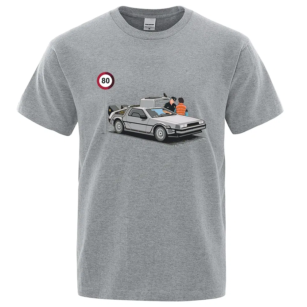 Color: Blue, Size: L - I Was Caught Speeding Funny Printed T-Shirts Men Fashion Casual Short Sleeves Loose Oversized T Shirt Breathable Cotton Tees