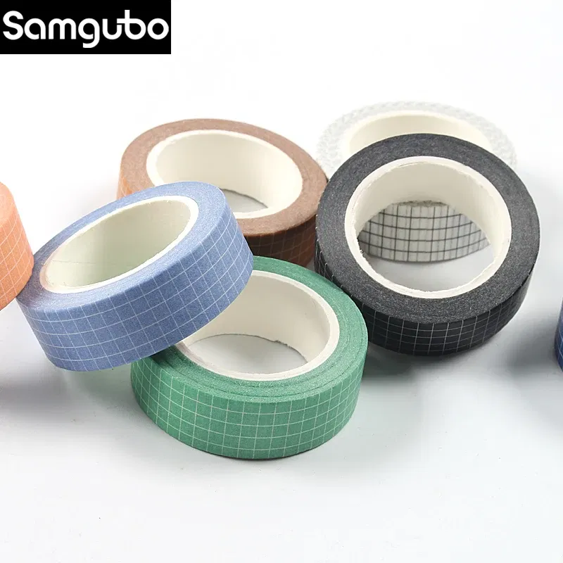 Color: Gold - 10M Pure Color Grid Washi Tape Set Masking Tape Journaling Supplies Washy Tape Organizer Washitape Stationery Sticker Scrapbook