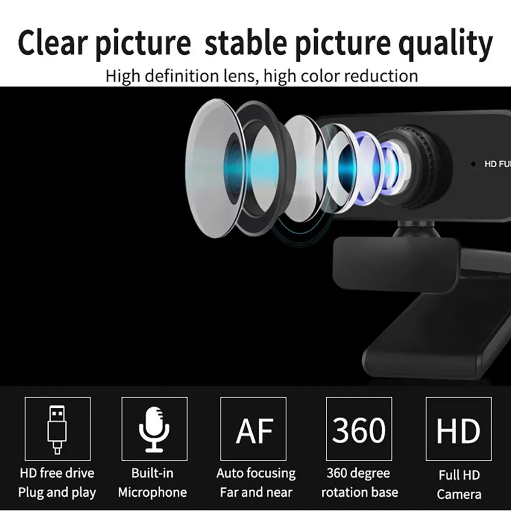 Color: WHITE - 4K Webcam 1080P Mini Camera 2K Full HD Webcam with Microphone 30fps USB Web Cam for Auto Focus PC Laptop Video Shooting Camera