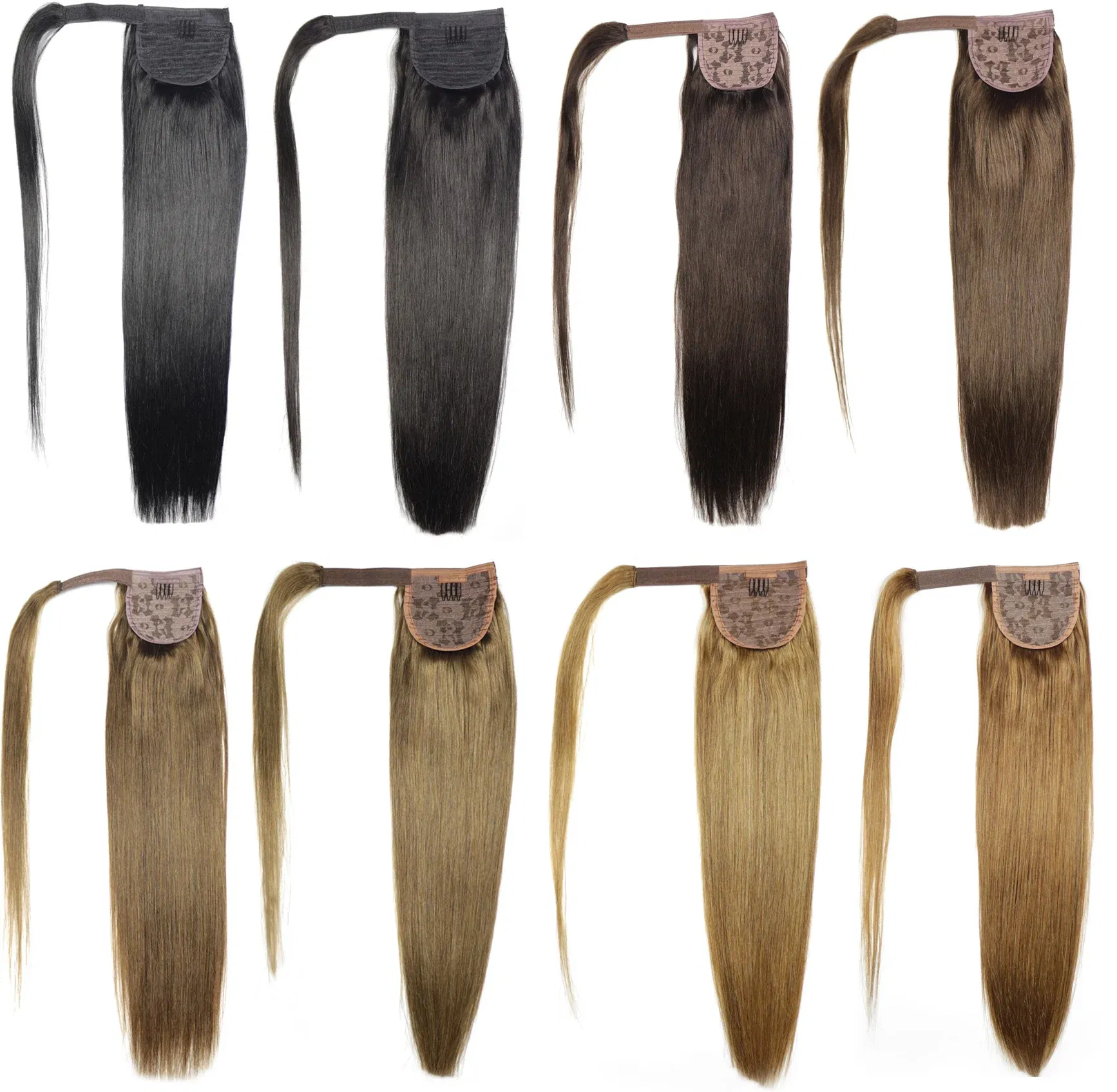 Color: #1, Life Span: 6 Months With Proper Care, Stretched Length: 20inches, Longest Hair Proportion: 35%-45% - ZZHAIR 100% Human Hair Extensions 16"-28" Machine Made Remy Magic Wrap Around Ponytail 60g-120g Clip In Horsetail Stragiht