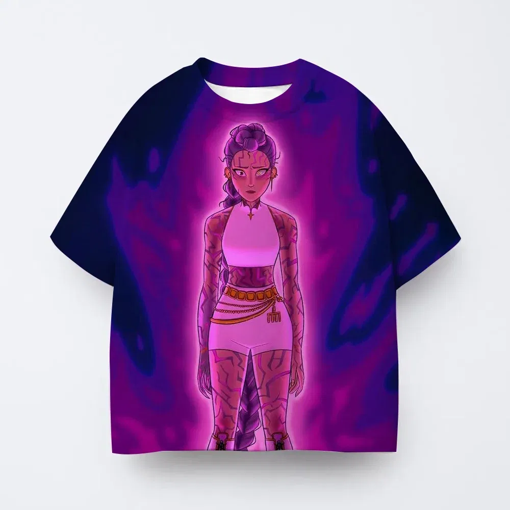 Color: Brown, Kid Size: 8 - T-shirt anime Kpop witch hunting group 3D printing children's T-shirt fashion casual cartoon T-shirt girls' children's clothing