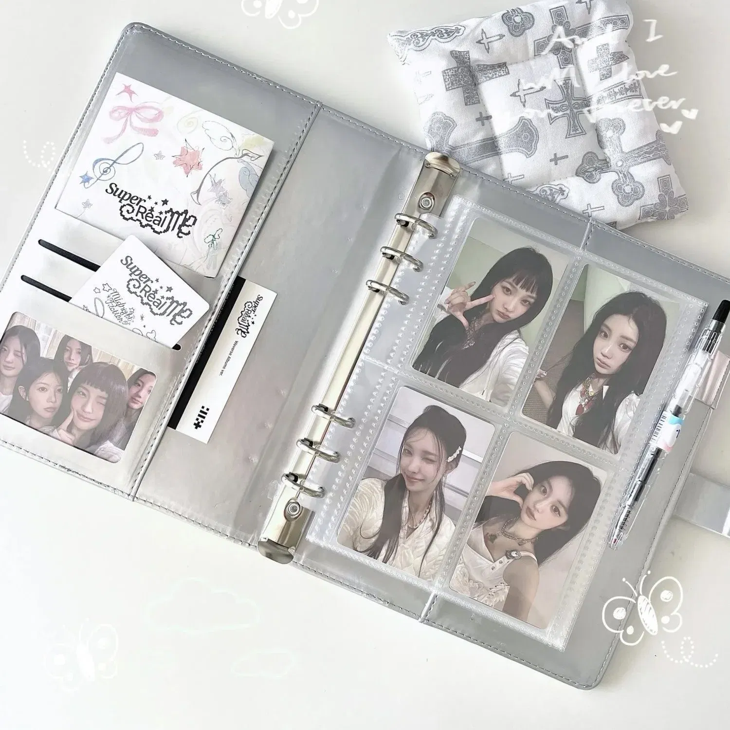 Color: Lavender - MINKYS PU Leather Silver A5 Kpop Photocards Collect Binder idol Photo Card Book Idol Storage Album Stationery