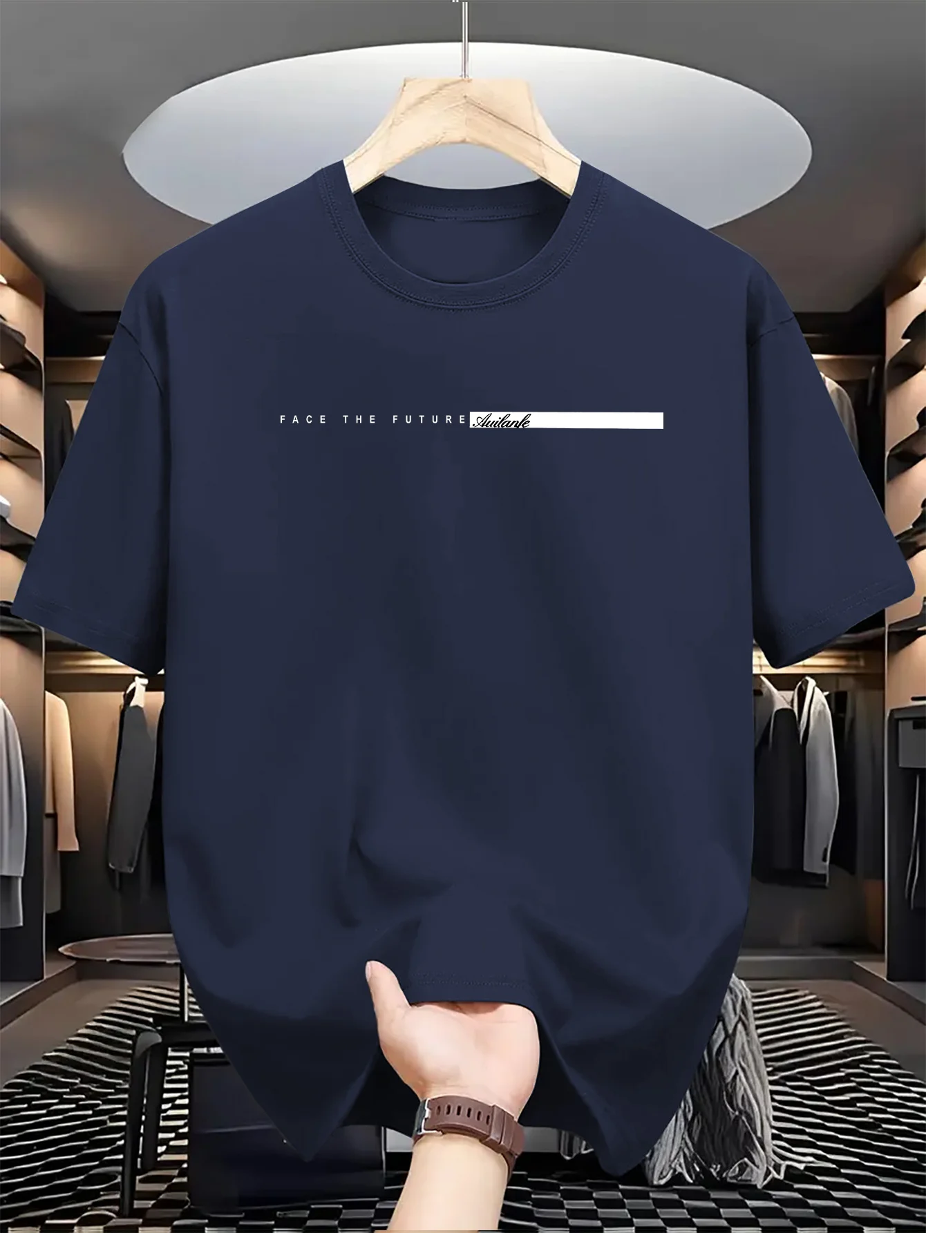 Color: Dark Grey, Size: XS - Summer men's 100% cotton casual loose fit large letter print round neck short sleeved T-shirt top High Street Unisex style