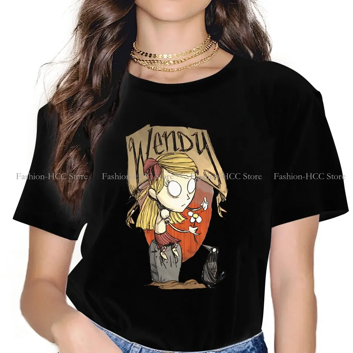 Color: black, Size: XL - Wendy And Cat Style Polyester TShirt Dont Starve Top Quality New Design Gift Clothes T Shirt Short Sleeve