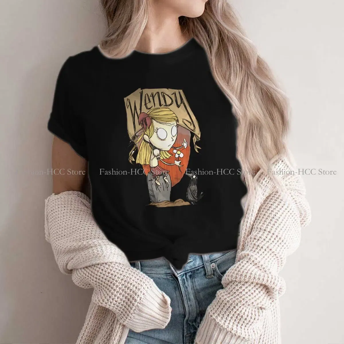 Color: black, Size: XL - Wendy And Cat Style Polyester TShirt Dont Starve Top Quality New Design Gift Clothes T Shirt Short Sleeve