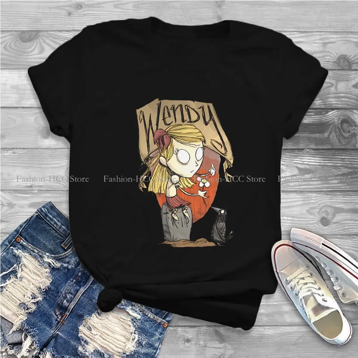Color: black, Size: XL - Wendy And Cat Style Polyester TShirt Dont Starve Top Quality New Design Gift Clothes T Shirt Short Sleeve