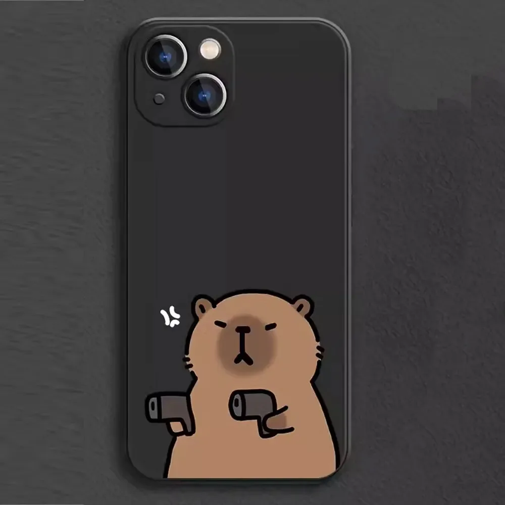 Color: Brown, Material: Aluminum - Cartoon Animal Capybara Phone Case For Samsung Galaxy S10 S20 S21 S22 S23 S24 FE Plus Ultra Note 20 Couple Paired Silicone Cover