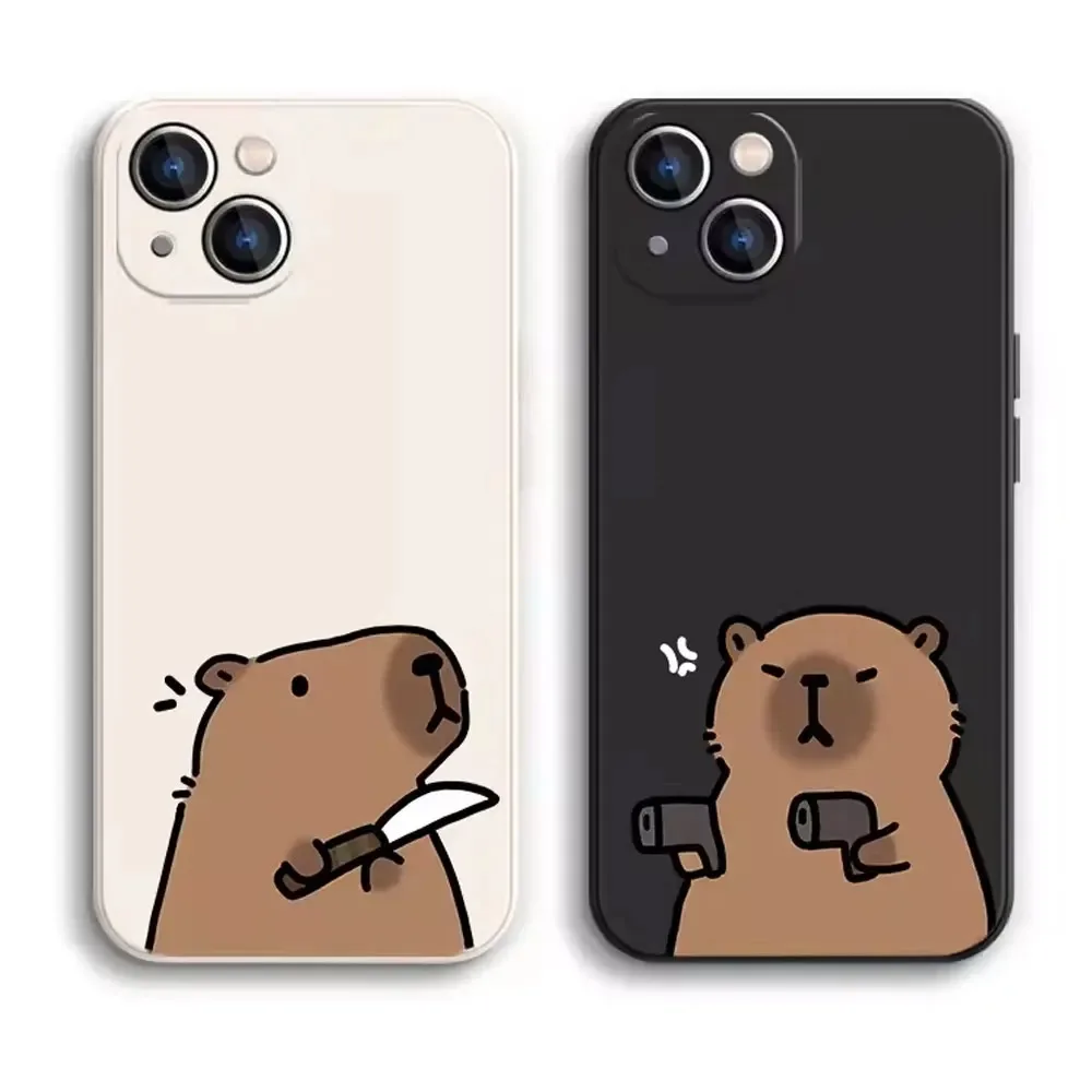 Color: Brown, Material: Aluminum - Cartoon Animal Capybara Phone Case For Samsung Galaxy S10 S20 S21 S22 S23 S24 FE Plus Ultra Note 20 Couple Paired Silicone Cover