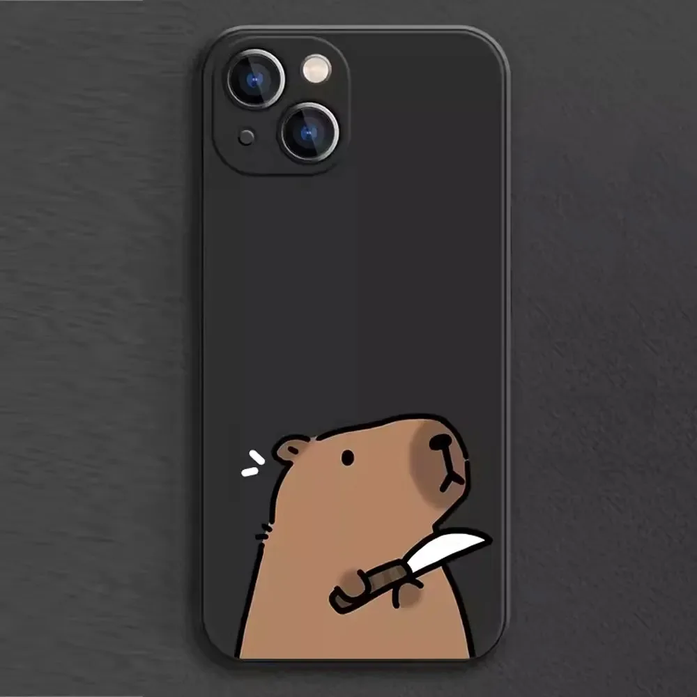 Color: Brown, Material: Aluminum - Cartoon Animal Capybara Phone Case For Samsung Galaxy S10 S20 S21 S22 S23 S24 FE Plus Ultra Note 20 Couple Paired Silicone Cover
