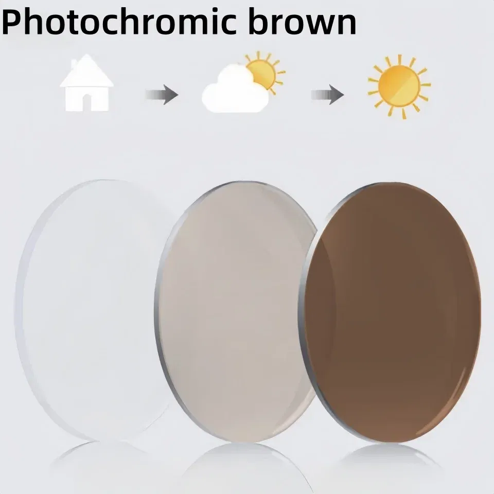 Lenses Color: Khaki, Lens Index: 1.61 - Old Flower ADD 1.56 1.61 1.67 1.74 Prescription CR-39 Aspheric Glasses Lenses Myopia Photochromic Sunglasse Lens