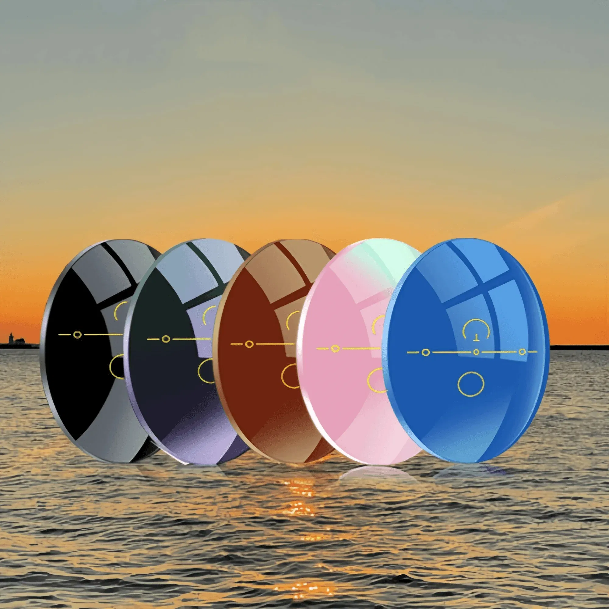 Lenses Color: Khaki, Lens Index: 1.61 - Old Flower ADD 1.56 1.61 1.67 1.74 Prescription CR-39 Aspheric Glasses Lenses Myopia Photochromic Sunglasse Lens