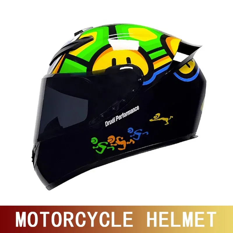 Color: army green, Size: S - Motorcycle helmet motorcycle full helmet racing kart winter anti-fog retro personality helmet