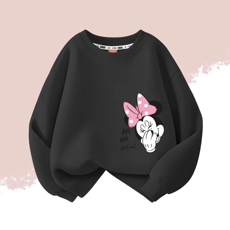 Color: Yellow, Kid Size: 5 - Autumn Baby Girls Cotton Cloth Kid Boy Disney Minnie Printed Long Sleeve Sweatshirt Children Cartoon O-Neck Soft Breathable Top