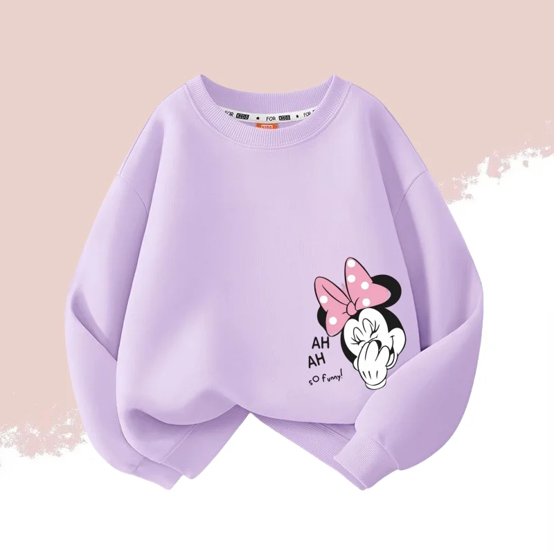 Color: Yellow, Kid Size: 5 - Autumn Baby Girls Cotton Cloth Kid Boy Disney Minnie Printed Long Sleeve Sweatshirt Children Cartoon O-Neck Soft Breathable Top