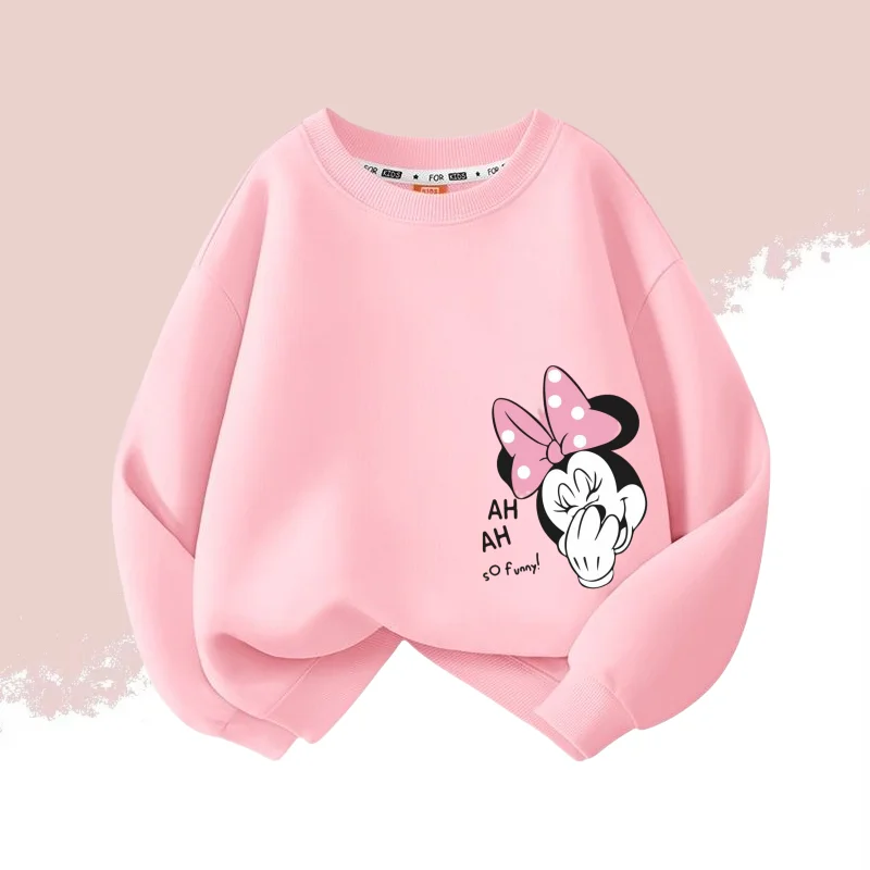 Color: Yellow, Kid Size: 5 - Autumn Baby Girls Cotton Cloth Kid Boy Disney Minnie Printed Long Sleeve Sweatshirt Children Cartoon O-Neck Soft Breathable Top