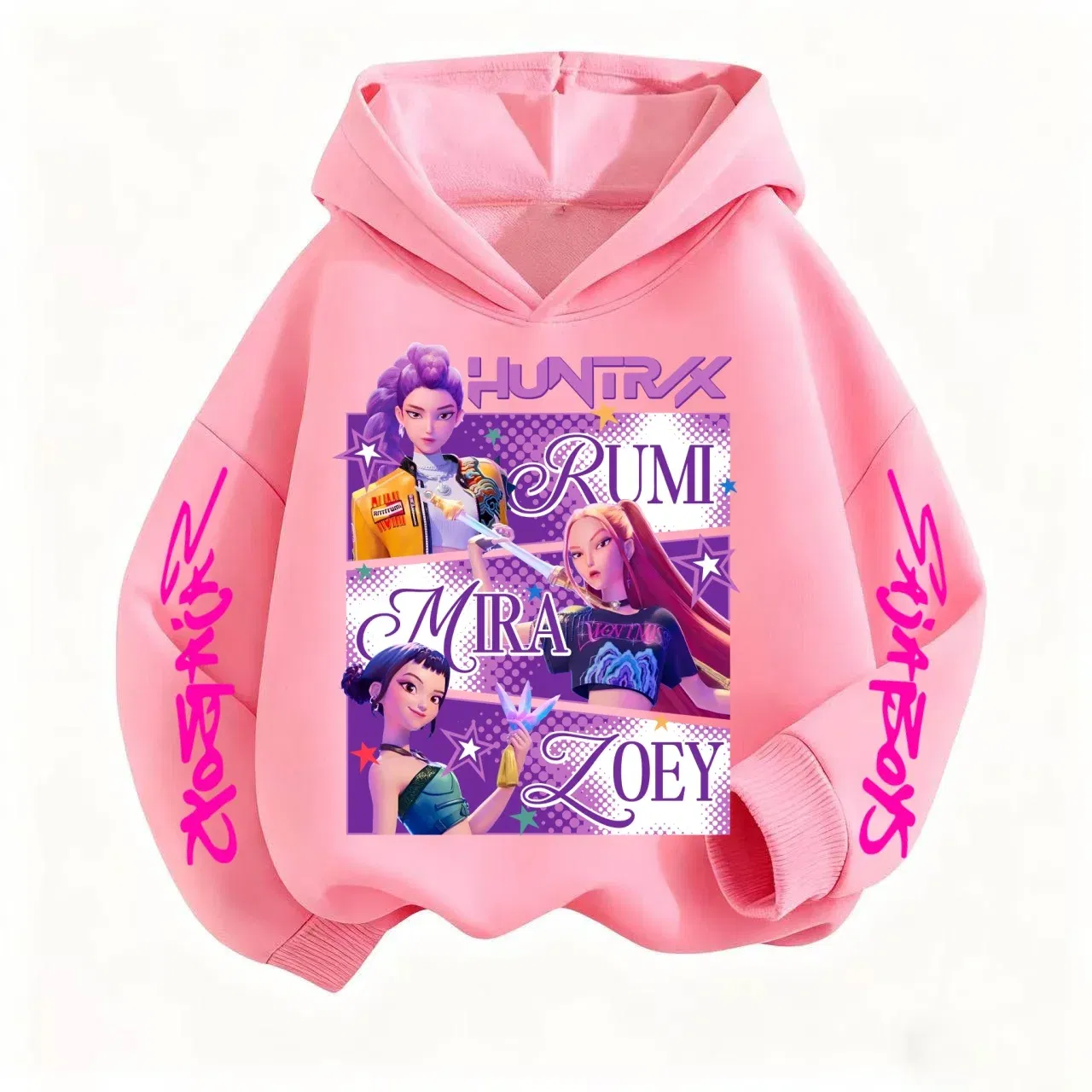 Color: Beige, Kid Size: 5 - Pure Cotton KPop Demon Hunters Mira Kids Hoodie Clothes Teen Boys Girls Clothing Fashion Clothes Spring Autumn Sweatshirt