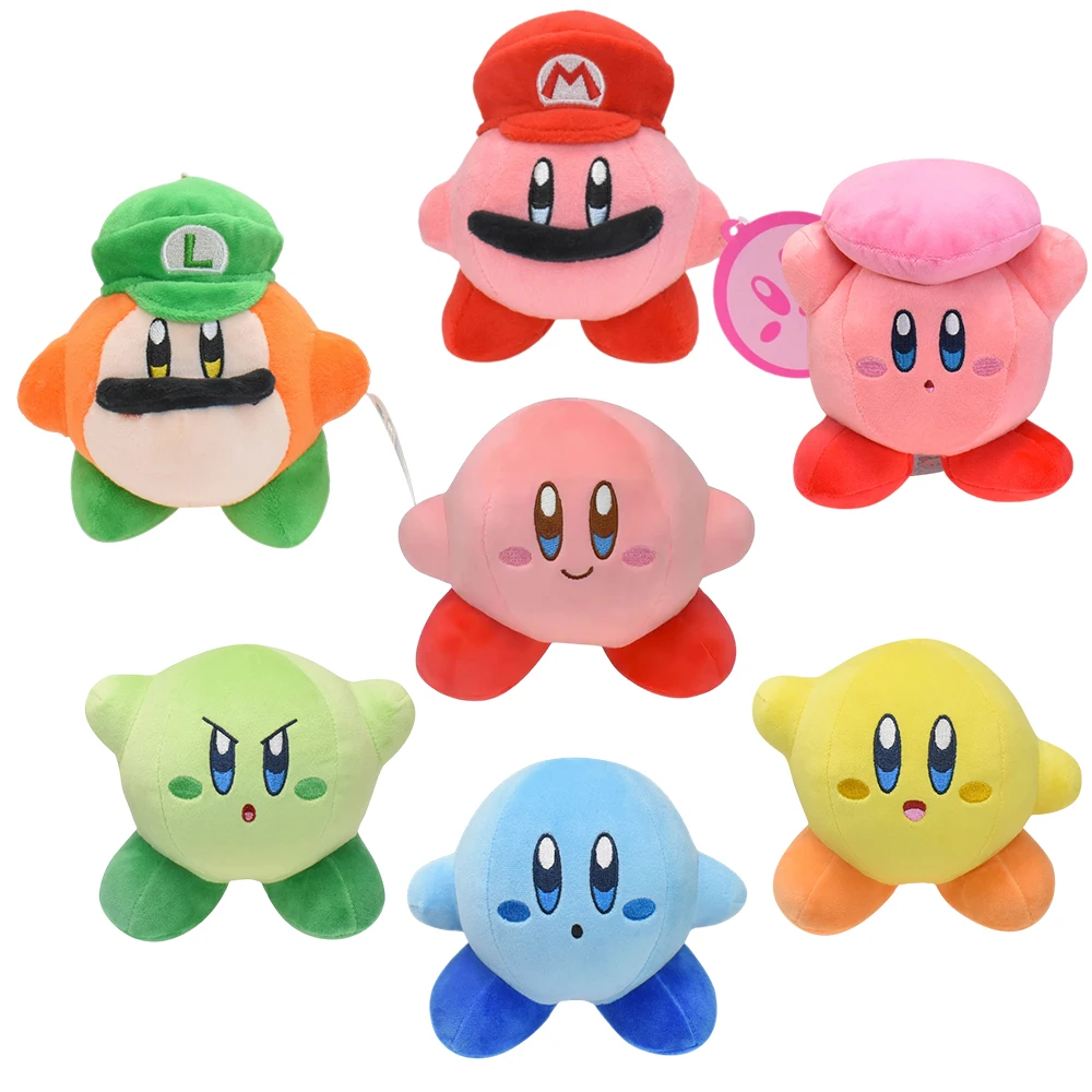 Color: Red - Kirby King Dedede Waddle Dee Meta Knight Elfilin Plush Toy Kawaii Cartoon Peluche Doll for Kids Birthday Christmas Gift