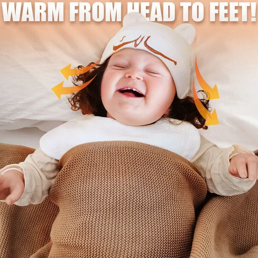 Color: Yellow, Size: Option 2, Ships From: CN - Personalized Baby Name Newborn Cotton Beanie and Knitted Blanket Set Embroidered Name Covering and Cute Hat Gift Set