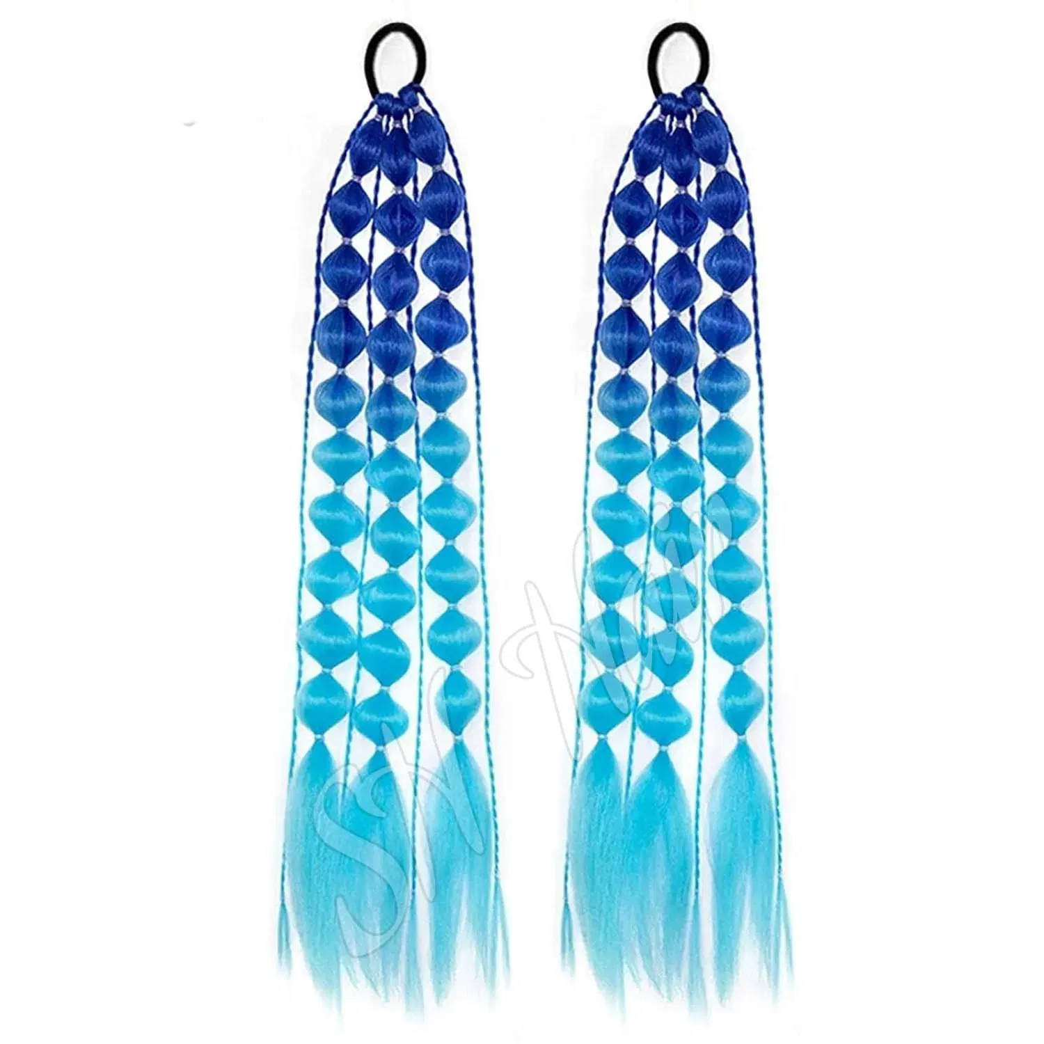 Color: P18/22 - Synthetic 2Pcs Lightweight Colored Hair Extensions for Kids Bubble Ponytail with Hair Tie Ombre Crazy Hair Day Accessories