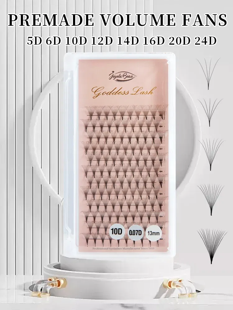 Color: Clear, Curl: C, Thickness: 0.05mm, Length: MIX - Goddess Premade Volume Fans 5D 6D 10D 12D 16D 20D MIX Individual Lashes  Pre Made Russian Volume Fan Eyelash Extension Faux Mink