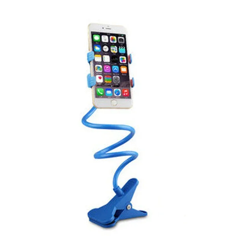 Color: Sky Blue - 360 Clip Mobile Phone Holder Stand Portable Flexible Lazy Bed Desktop Bracket Smartphones Desk Bed Mount Stand Base Support 70cm