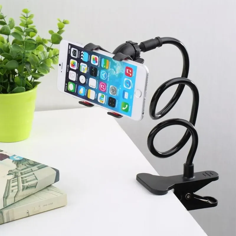 Color: Sky Blue - 360 Clip Mobile Phone Holder Stand Portable Flexible Lazy Bed Desktop Bracket Smartphones Desk Bed Mount Stand Base Support 70cm