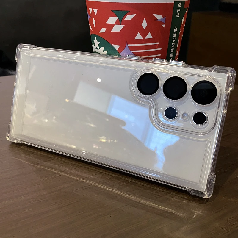 Color: black, Material: PU - Luxury Shockproof Clear Acrylic Case For Samsung Galaxy S24 S23 FE S22 Plus S24 Ultra A34 A54 A15 A25 A35 A55 A53 5G Hard Cover