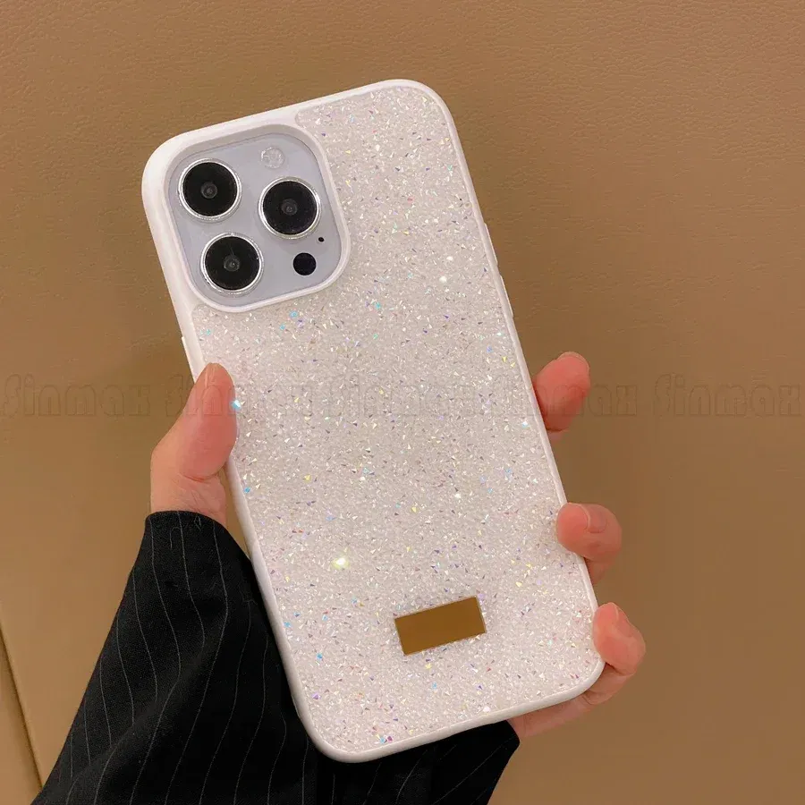 Color: black, Material: Microfiber - Bling Glitter Phone Case For iPhone 16 15 14 13 12 Pro Max 11 Vogue Protective Soft Diamond Cover Coque Funda