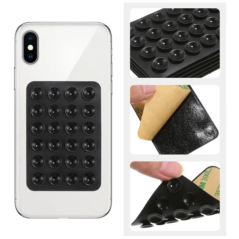Color: Brown - Silicone World Square Silicone Mobile Phone Fixing Suction Cup Car Mounted Bracket Phone Case Universal Anti Slip Suction Cup