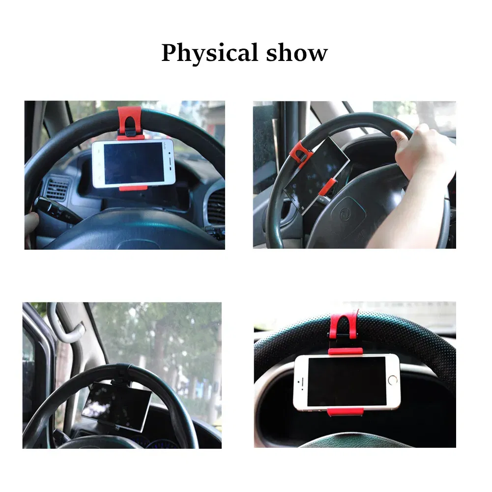 Color: Red, Ships From: CHINA - Car Steering Wheel Mobile Phone Holder Universal Mount Buckle Phone Holder For Steering Wheel Navigation Car Auto Accessories