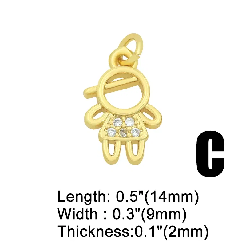 Metal color: Titanium Plated - OCESRIO Gold Plated CZ Small Boy and Girl Charms for Necklaces Copper DIY Handmade Pendants for Earrings Wholesale chma091