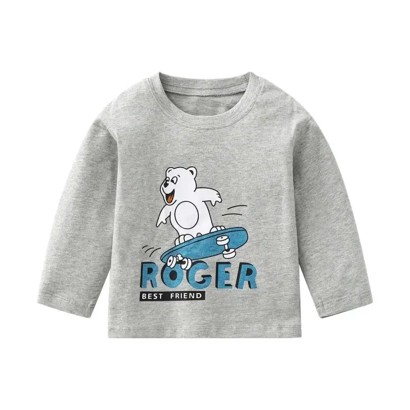 Color: WHITE, Kid Size: 24M - Children's long-sleeved T-shirt 2024 spring & fall new style small and medium-sized kidsren's baby round neck bottoming shirt