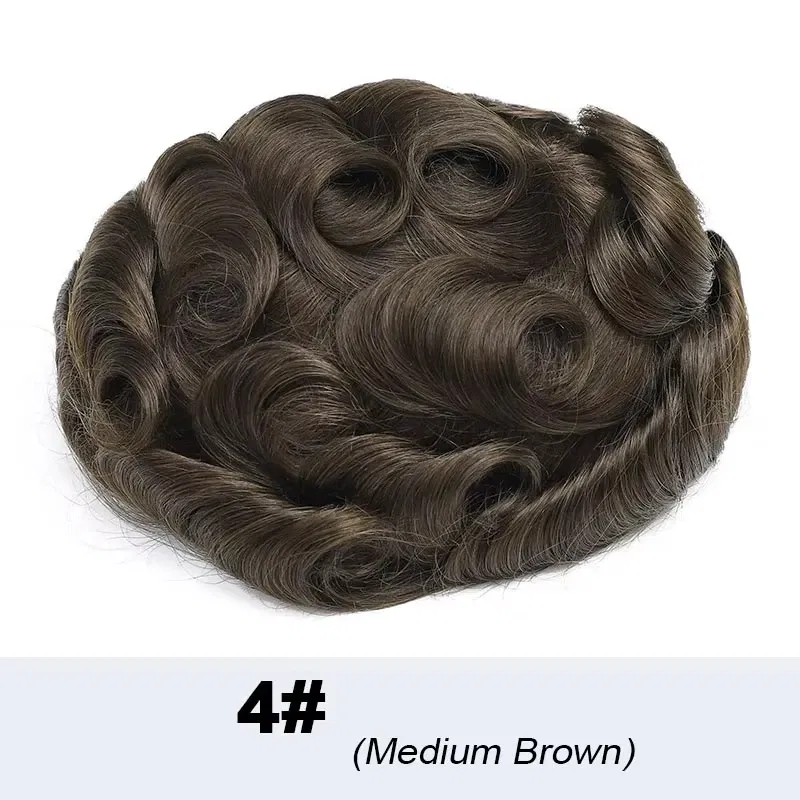 Toupee Color: 4#, Length: 6 inches, Toupee Size: 8x10 - Toupee for Men Human Hair Pieces for men silk straight hair replacement system in 10x8" base size Thin skin PU hair prosthesis