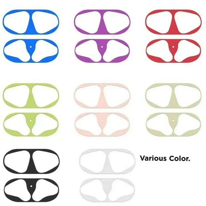 Color: Black, Size: 3XS - For Apple Airpods 1 2 3 Pro Pro2 Earphone Charging Box Dustproof Sticker Anti-dust Waterproof Metal Dust Guard Stickers