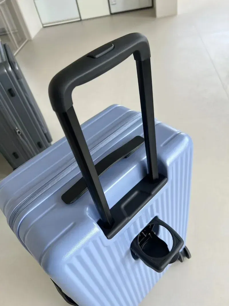 Color: Blue, Luggage Size: 15Inches 375mm, Ships From: CHINA - 2025 New 20-inch PC Hard Shell Lightweight Roller Travel Expandable Multifunctional Front Opening Suitcase Cabin Trolley Case