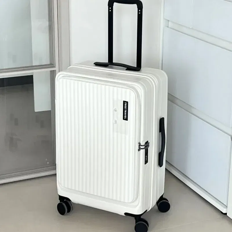 Color: Blue, Luggage Size: 15Inches 375mm, Ships From: CHINA - 2025 New 20-inch PC Hard Shell Lightweight Roller Travel Expandable Multifunctional Front Opening Suitcase Cabin Trolley Case