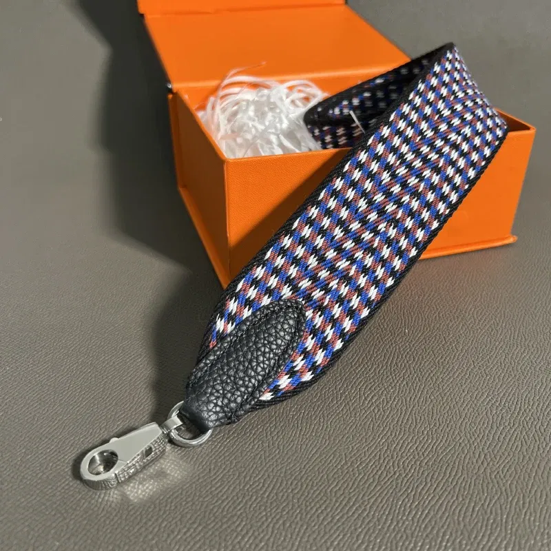 Color: Blue, Size: L - Hand-Sewn Leather Woven Canvas Shoulder Strap 5cm Wide Wax Line Herbag Evelyn Replacement Bag Accessory