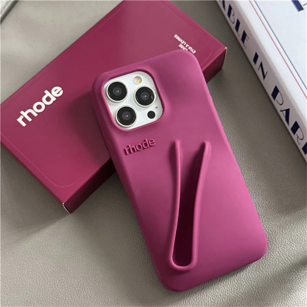 Color: Navy Blue, Compatible-Phone Models: For iPhone 13 Pro Max - New Rhode Lipstick Soft Silicone Phone Case for iPhone 16 15 14 13 12 11 Pro Max Plus Portable Lip Gloss Holder Cover with Box