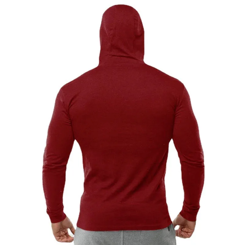 Color: Red, Size: M - Trendy Personality Funny XX Smile Face Hoodie Mens Slim Fit Running Long Sleeve Cotton Shirt Gym Training Fitness Hooded T-Shirt