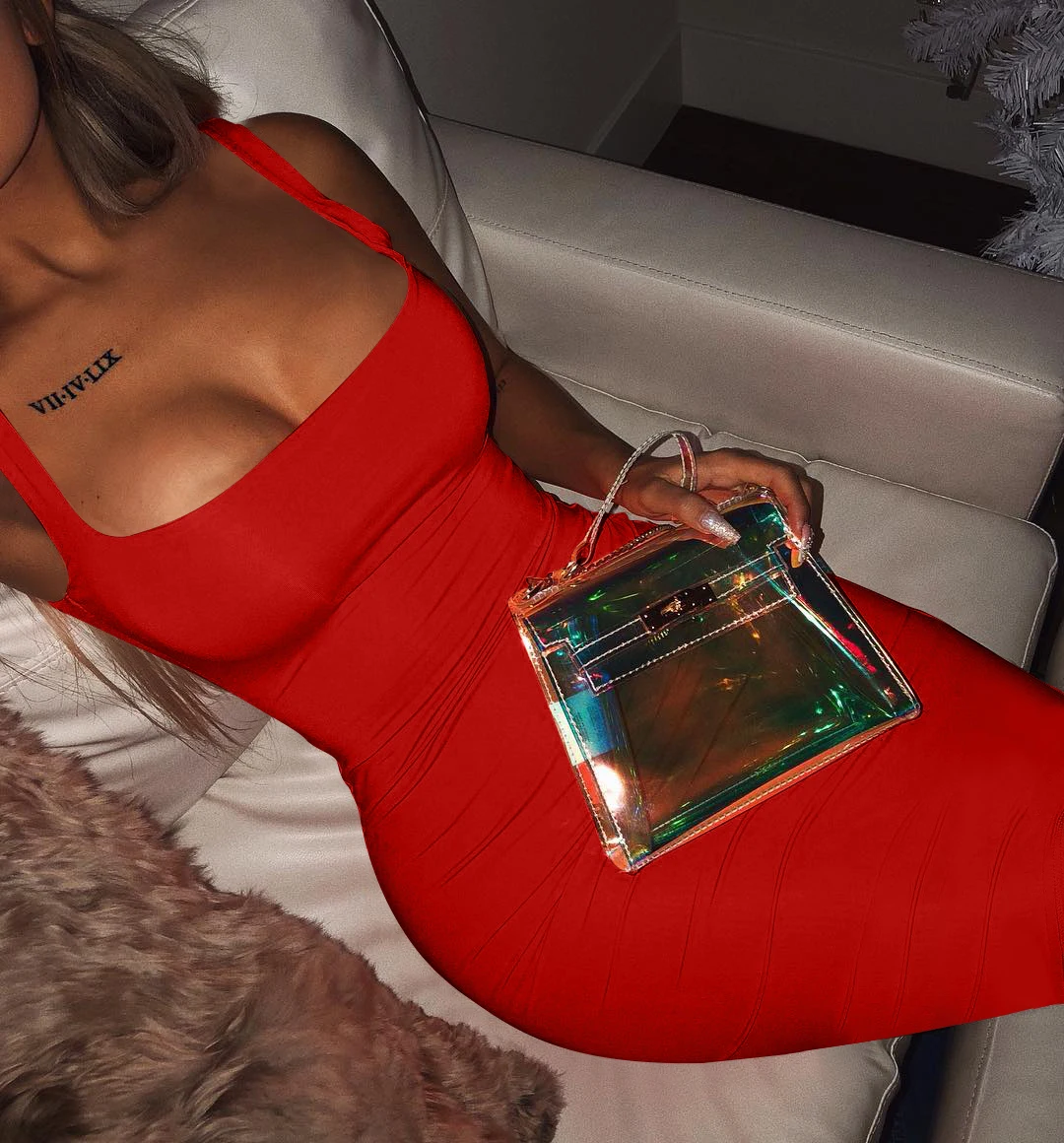 Color: black, Size: S - AliExpress Summer Sexy Tank Top Dress European and American Plus Size Women's Sleeveless midi Dress