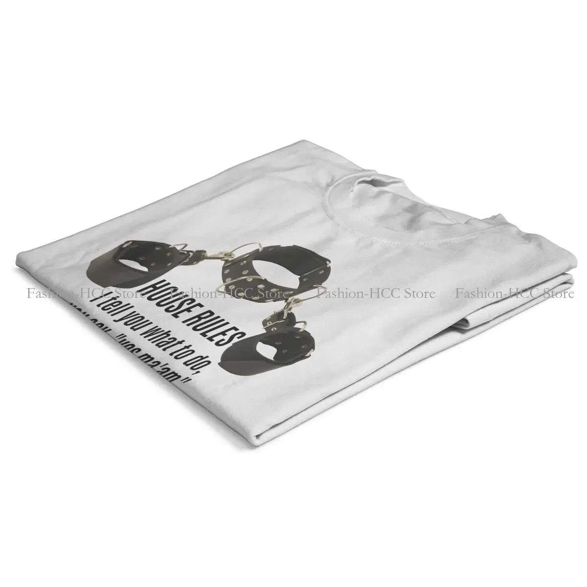 Color: WHITE, Size: XXXL - BDSM Bondage Discipline Dominance Submission Polyester TShirts Collar Cuffs House Rules Female Print Homme T Shirt Hipster Tops
