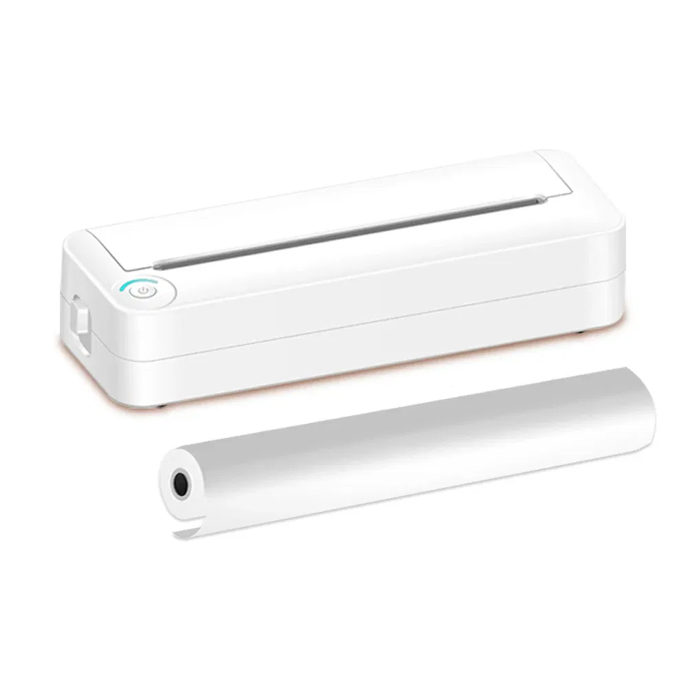 color: WHITE - A4 Paper Printer Thermal Printing Wireless BT Mobile Photo Printer Support 210mm Wide for Outdoor Travel Home Office Printing